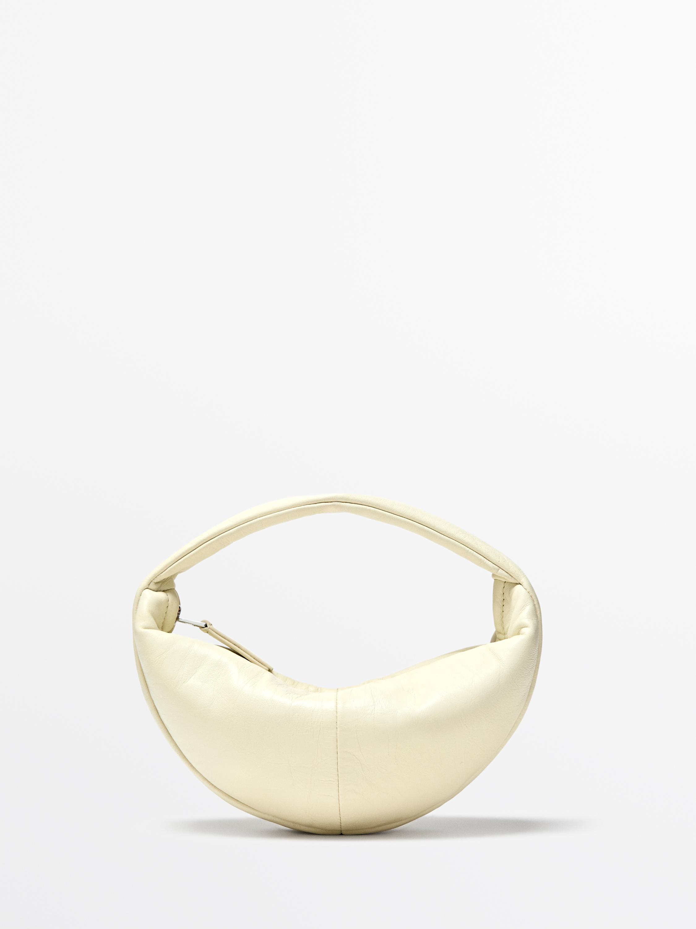 Mini sac à main demi-lune en cuir nappa